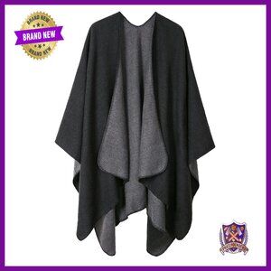 Oversized Knit Poncho Wrap Shawl Cape One Size Cozy Winter Fashion